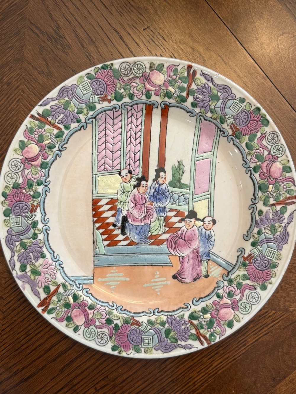 3 Famille Rose Mandarin Chinese dinner plate